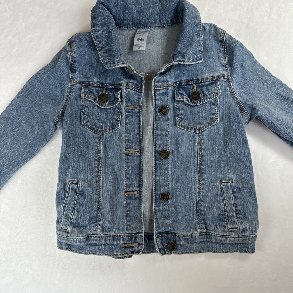 Carter’s KID brand Denim Jacket Button Up Pockets Girl’s Size 6-6X EUC - Picture 3 of 10